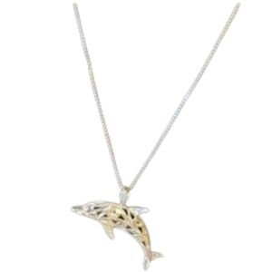 Vintage Sterling‎ Dolphin on box chain